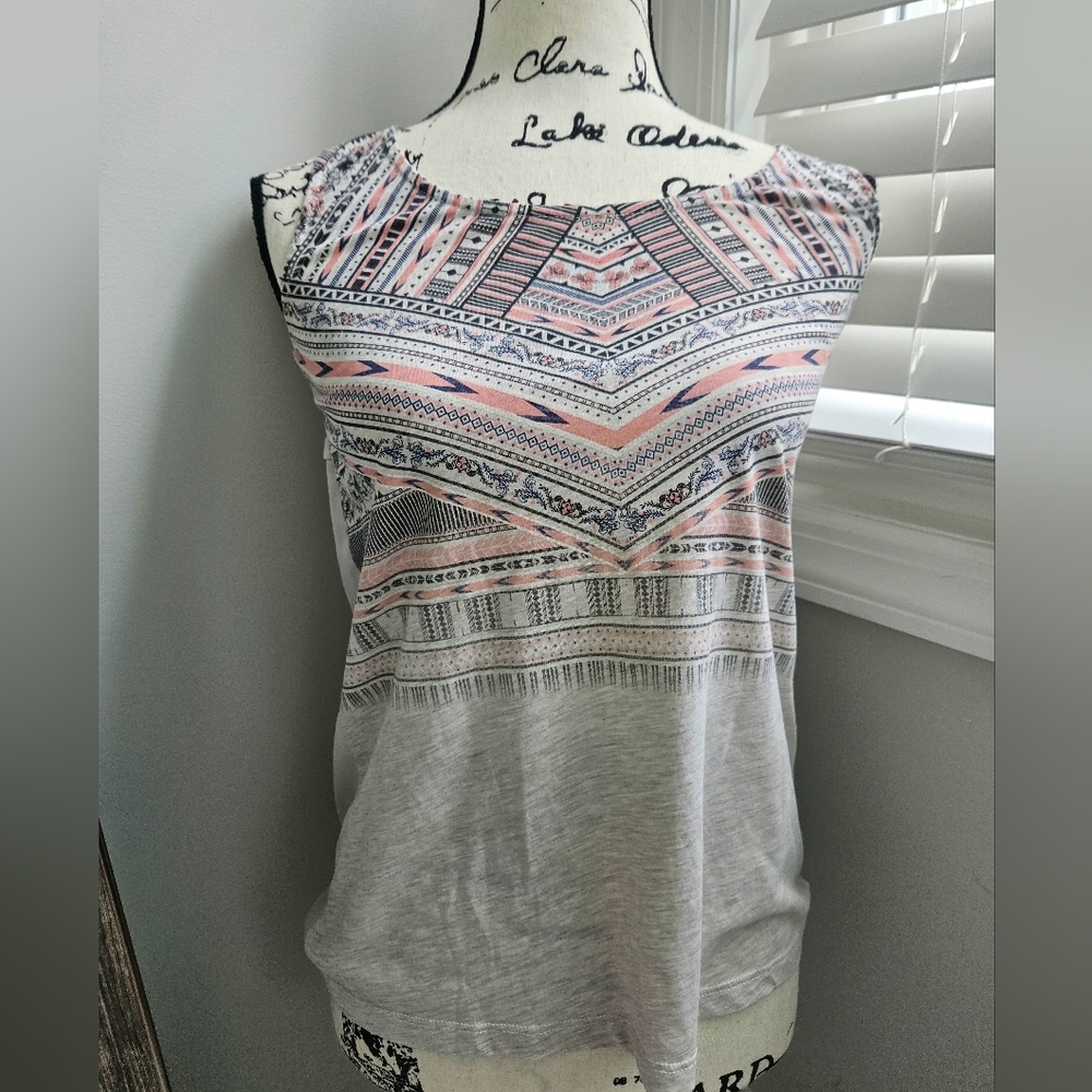 Women's Defacto Patterned Sleeveless Top - Pink and Gray